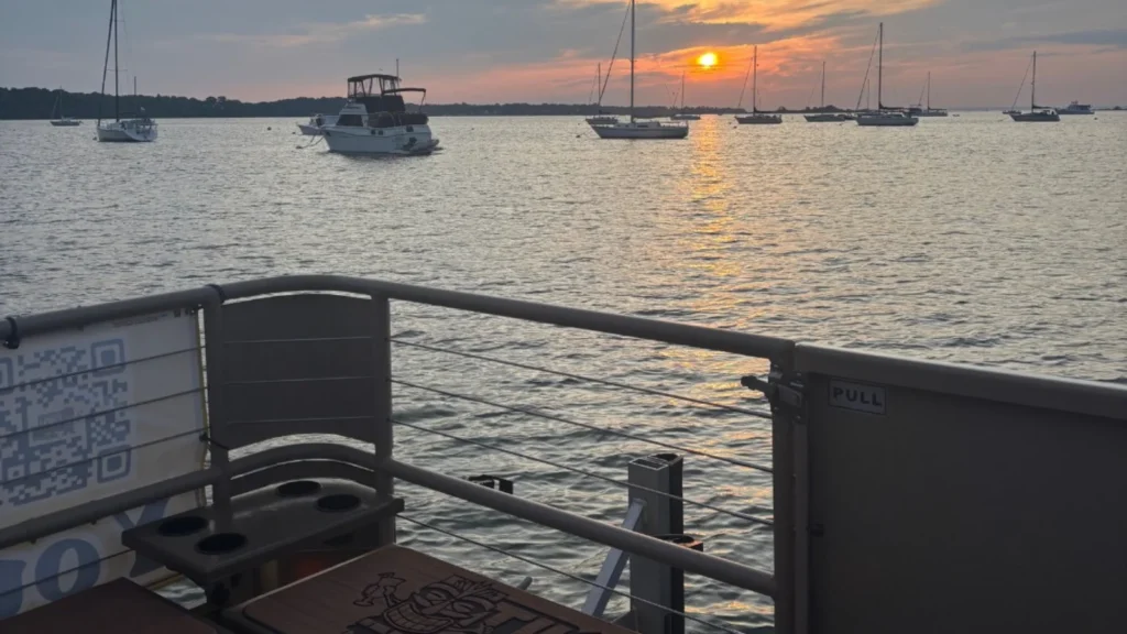 sunset on a boat